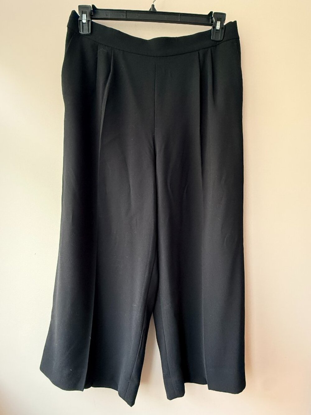 J.Crew 365 Crepe Wide Leg Pants Black Pleated Size 12